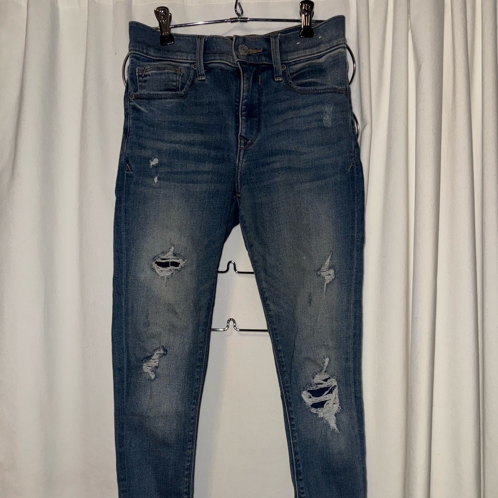 Express Blue Skinny Distressed Jeans